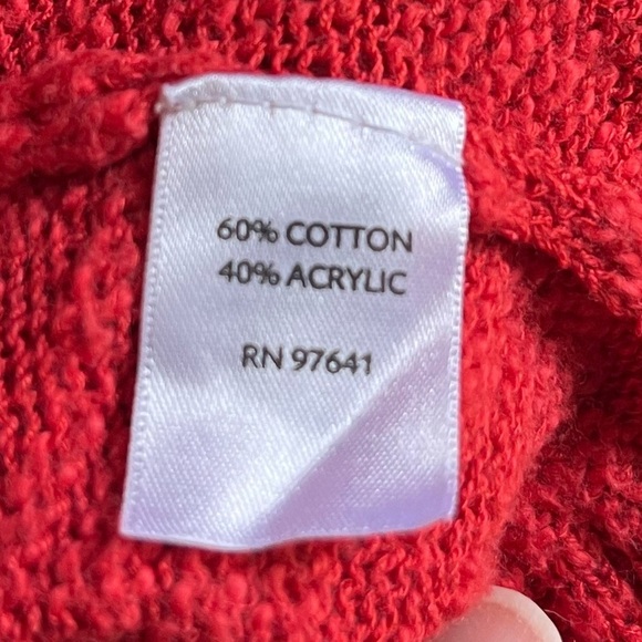 J. Jill Red Orange Knit V- Neck Oversized Pocket Cotton Sweater Cardigan… - Picture 5 of 6